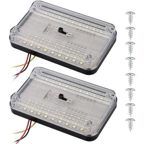 2-pack DC 12V 36 LED Car Truck Vehicle Auto Dome Roof Ceiling Interior Light White Lamp with Stop/Start Switch for Cars Vans Camper Vans & Taxis