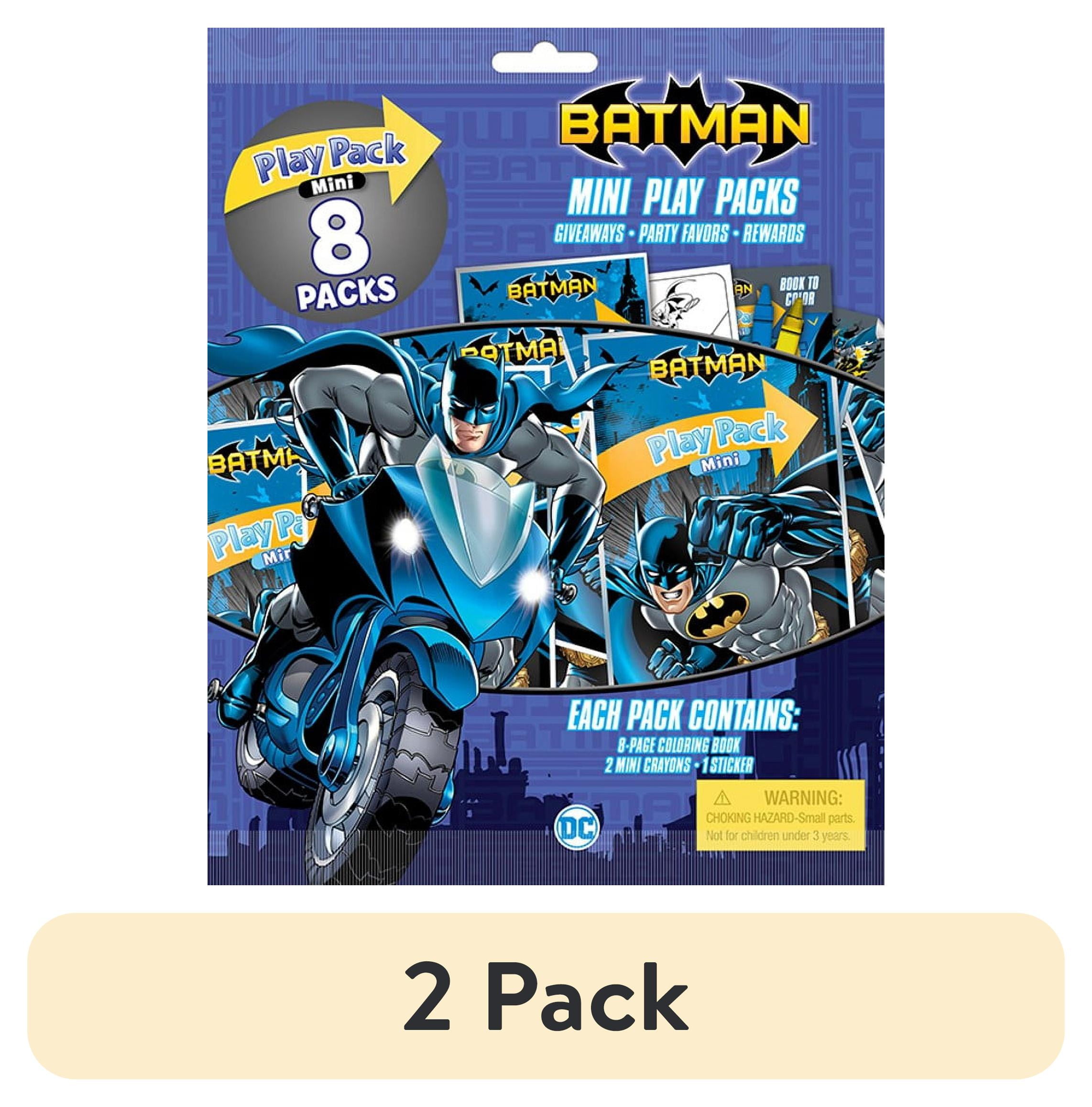 (2 pack) DC Comics Batman 8 Count Mini Play Pack with Small Coloring Book and Crayons, Paper Party Favors