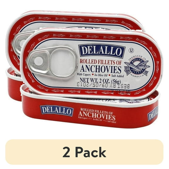 (2 pack) DELALLO: Anchovy Rolled Capers, 2 oz