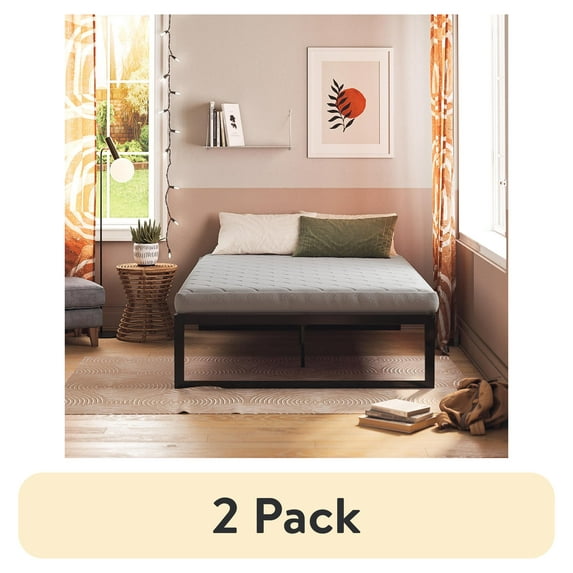 (2 pack) DHP Value 6 Inch Thermobonded Polyester Filled Quilted Top Bunk Bed Mattress, Full, Gray