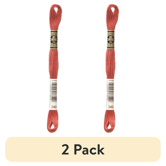 (2 pack) DMC Mouline 117-349 Six-Strand Embroidery Thread , Dark Coral, 8.7-Yards