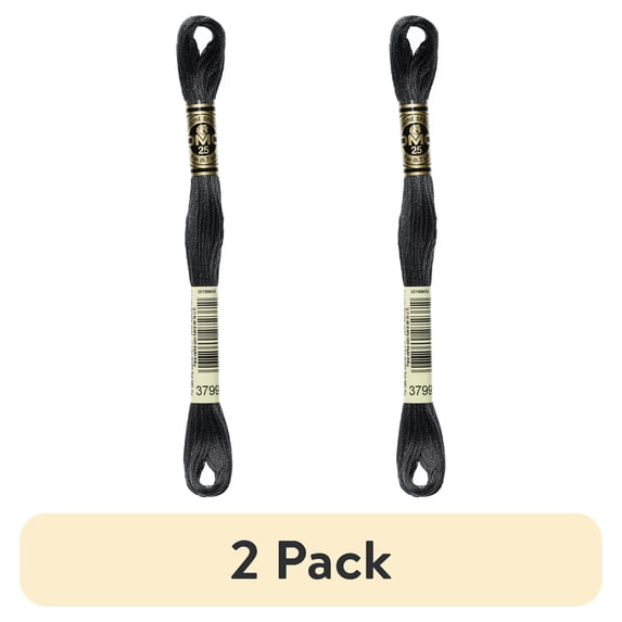 (2 pack) DMC Mouline 117-3799 Six-Strand Embroidery Thread, Very Dark Pewter Grey, 8.7-Yards