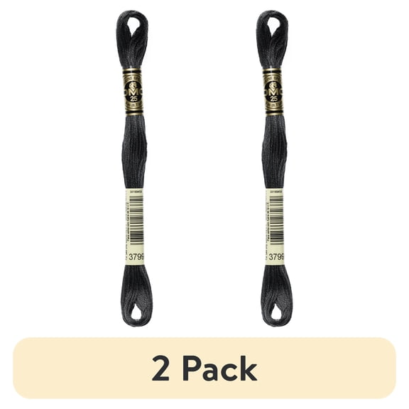 (2 pack) DMC Mouline 117-3799 Six-Strand Embroidery Thread, Very Dark Pewter Grey, 8.7-Yards