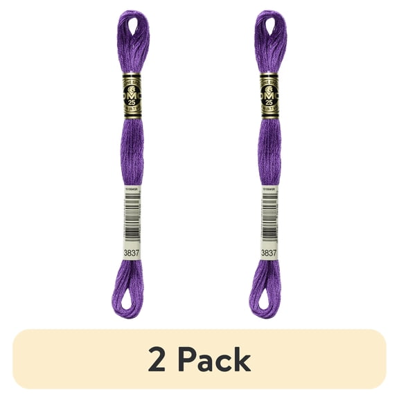 (2 pack) DMC Mouline 117-3837 Six-Strand Embroidery Thread , Dark Lavender, 8.7-Yards