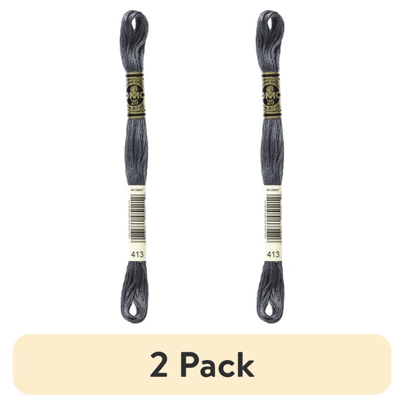 (2 pack) DMC Mouline 117-413 Six-Strand Embroidery Thread, Dark Pewter Gray, 8.7-Yards