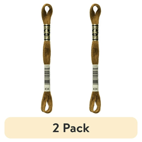 (2 pack) DMC Mouline 117-434 Six-Strand Embroidery Thread, Light Brown, 8.7-Yards