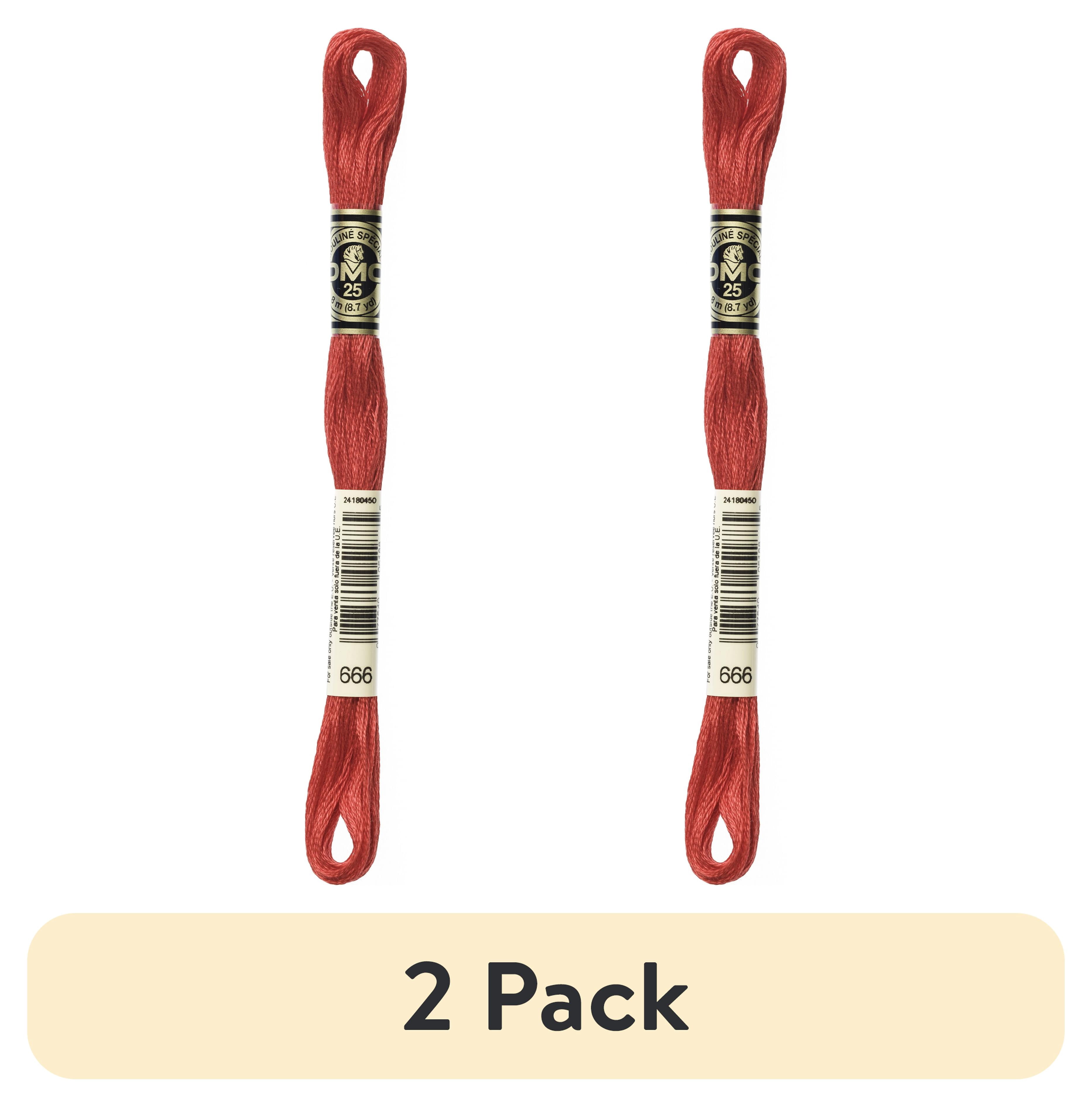 (2 pack) (2 pack) DMC Mouline 117-666 Six-Strand Embroidery Thread, Bright Red, 8.7-Yards