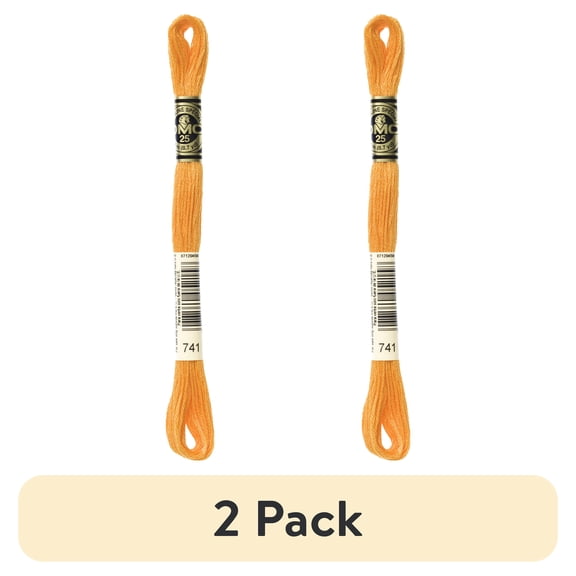 (2 pack) DMC Mouline 117-741 Six-Strand Embroidery Thread, Medium Tangerine, 8.7-Yards