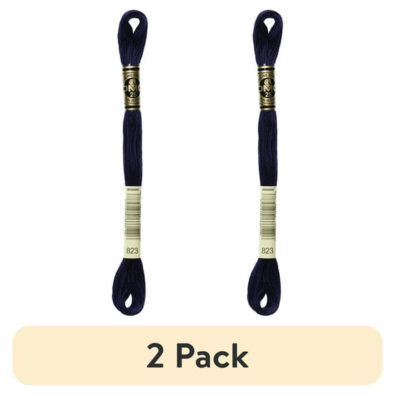 (2 pack) DMC Mouline 117-823 Six-Strand Embroidery Thread, Dark Navy Blue, 8.7-Yards