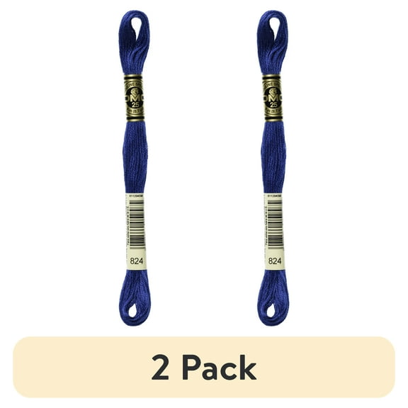 (2 pack) DMC Mouline 117-824 Six-Strand Embroidery Thread, Very Dark Blue, 8.7-Yards