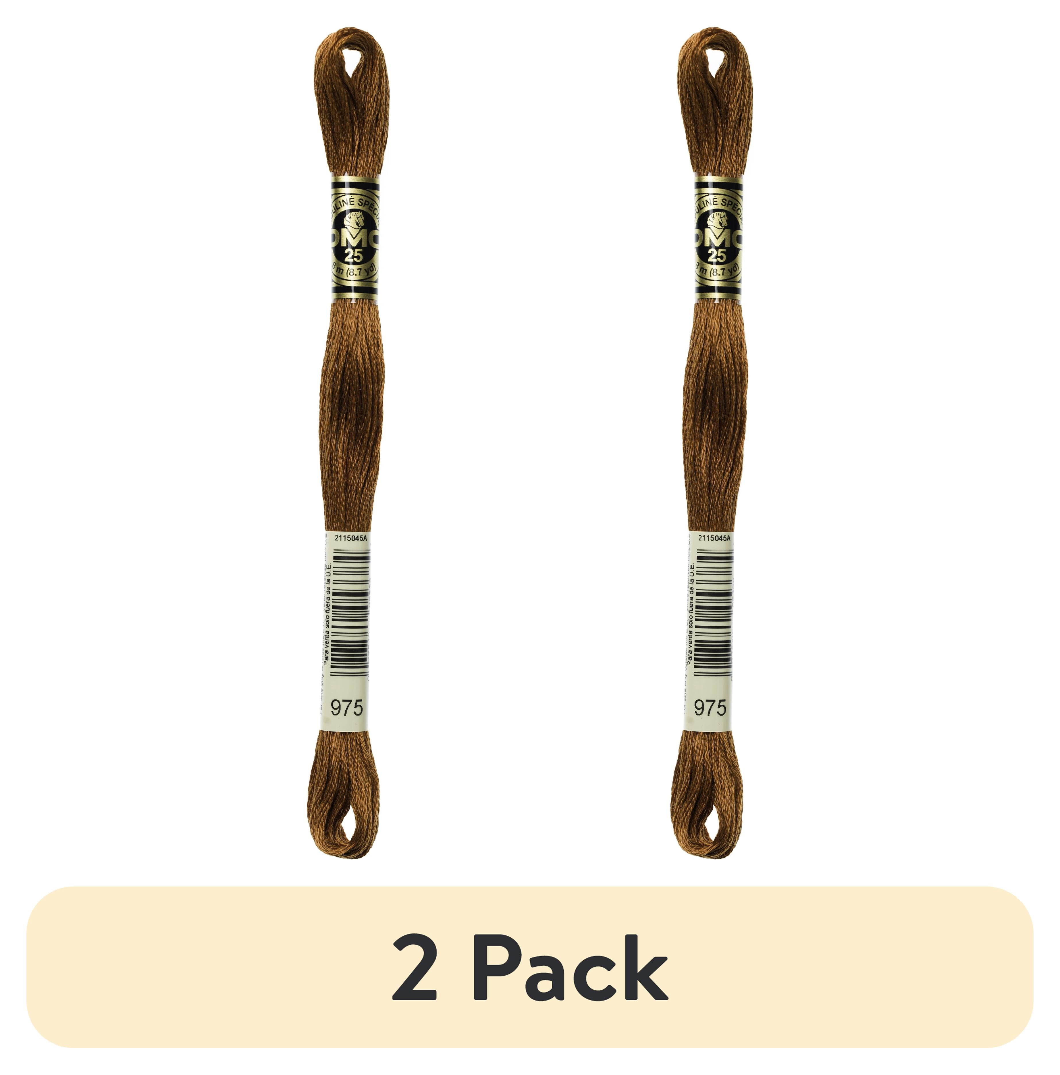 (2 pack) DMC Mouline 117-975 Six-Strand Embroidery Thread, Dark Golden Brown, 8.7-Yards