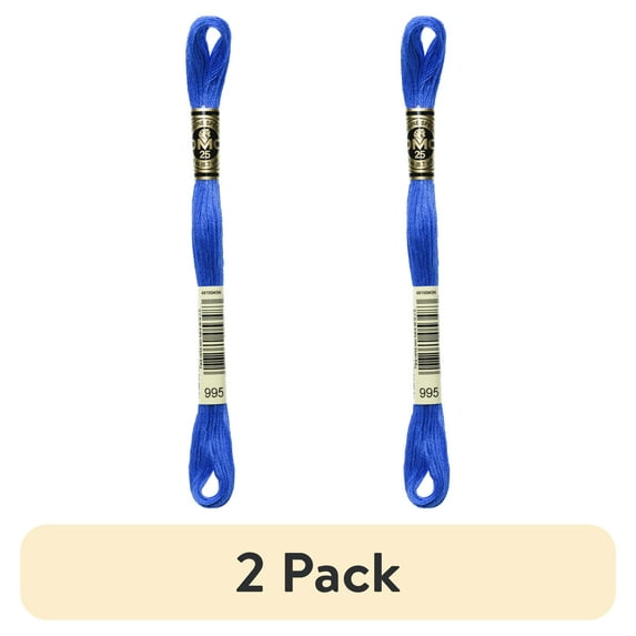 (2 pack) DMC Mouline 117-995 Bulk Buy Six-Strand Embroidery Thread, Dark Electric Blue, 8.7-Yards