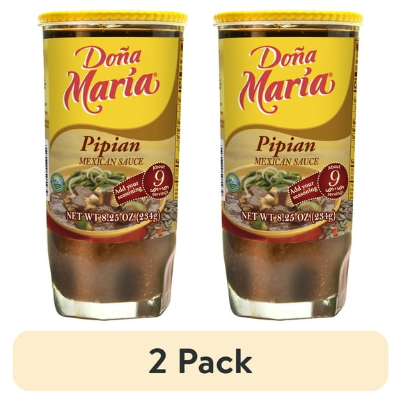 (2 pack) DONA MARIA Pipian Mole, Shelf Stable, 8.25 oz Glass Jar