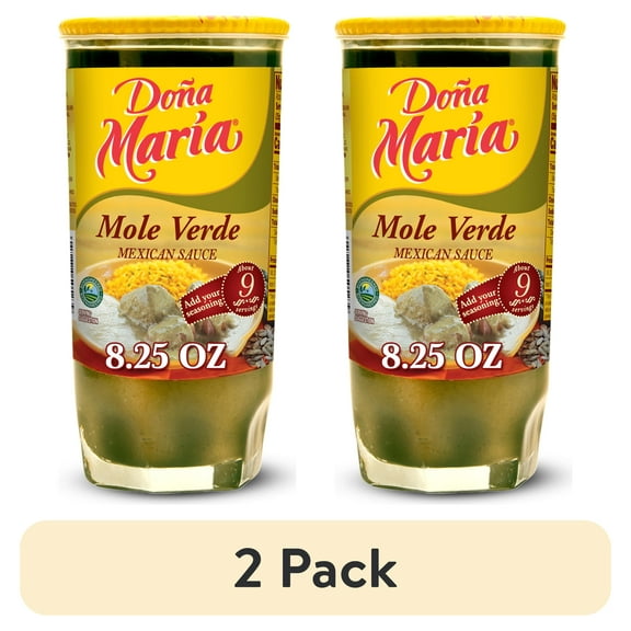 (2 pack) DONA MARIA Verde Mole Cooking Sauces and Marinades, 8.25 oz Glass Jar