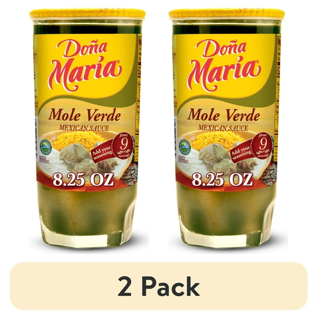 (2 pack) DONA MARIA Verde Mole Cooking Sauces & Marinades, 8.25 oz Glass Jar