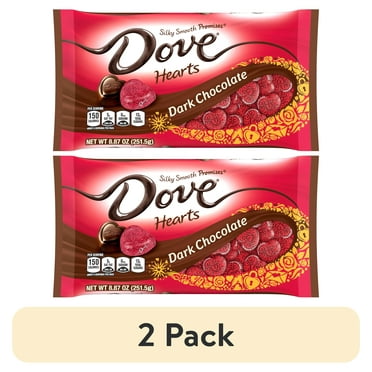 (2 pack) DOVE PROMISES Valentines Day Dark Chocolate Valentine Candy Heart Gifts, 8.87 oz Bag
