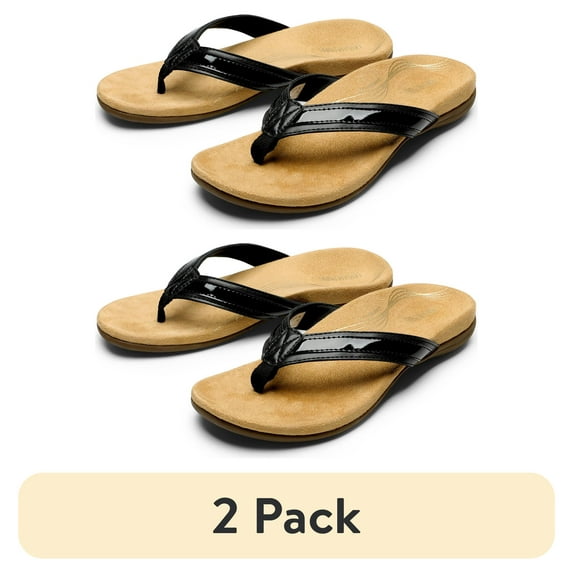 (2 pack) DREAM PAIRS Women's Arch Support Flip Flops with Soft Cushion Comfort for Effortless Walking on the Beach