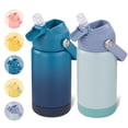 thumbnail image 1 of Daluvenix Kids Water Bottle with Straw Lid 12oz，Leakproof toddler Water Bottle for School, Insulated Stainless Steel Water Bottles for Kids BPA Free, Gradient Blue+Haze Blue(2 pack), 1 of 9