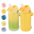 thumbnail image 1 of Daluvenix Kids Water Bottle with Straw Lid 12oz，Leakproof toddler Water Bottle for School, Insulated Stainless Steel Water Bottles for Kids BPA Free, Yellow+Gradient Yellow(2 pack), 1 of 9
