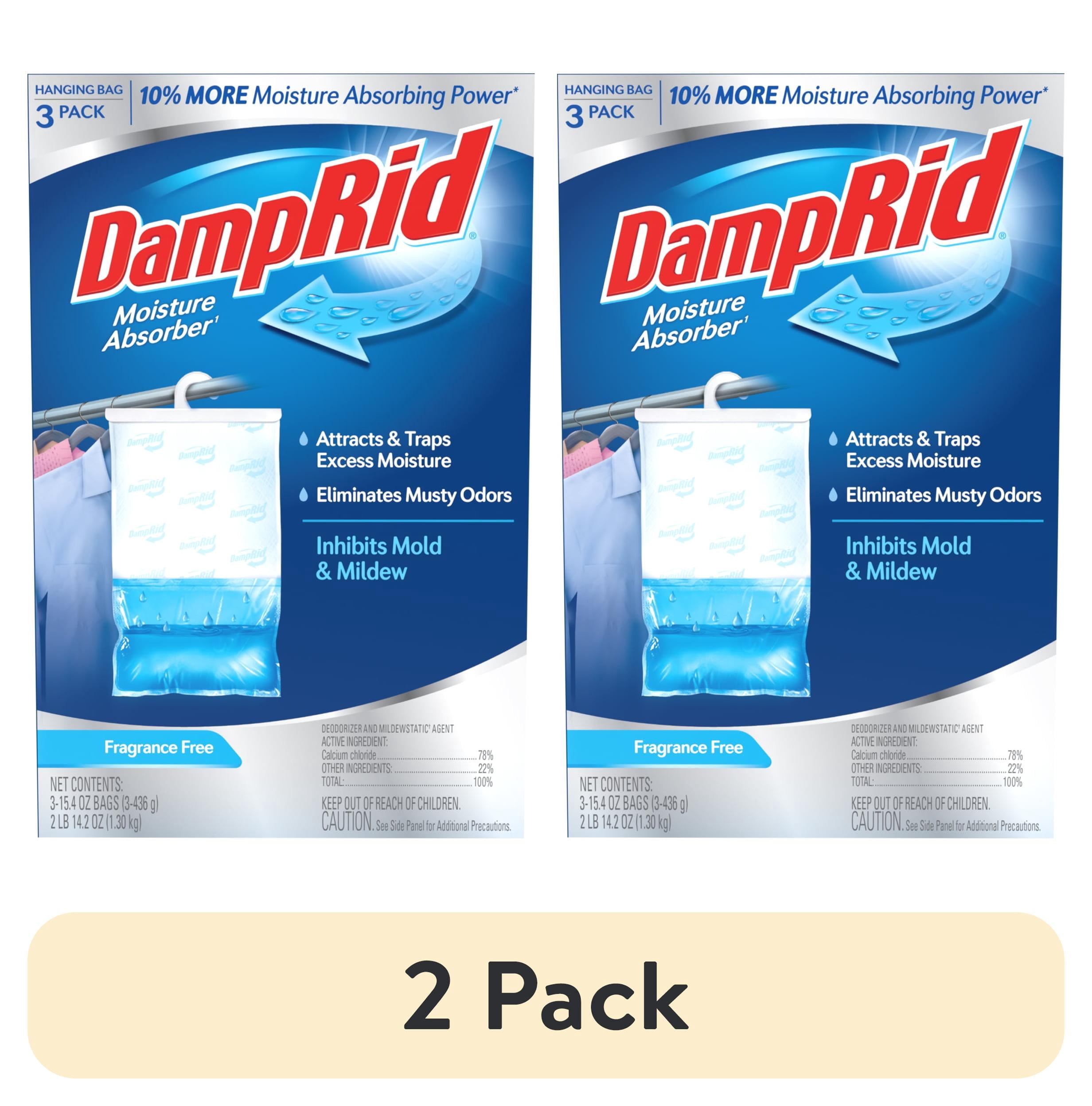 (2 pack) DampRid Fragrance Free Hanging Moisture Absorber - Pack of 3
