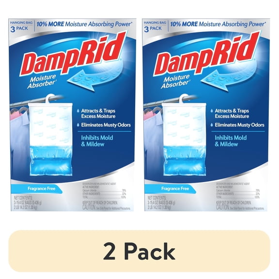 (2 pack) DampRid Fragrance Free Hanging Moisture Absorber - Pack of 3