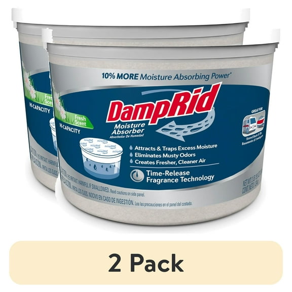 (2 pack) DampRid Hi-Capacity Moisture Absorber, Fresh Scent, 2LB 15.5OZ,
