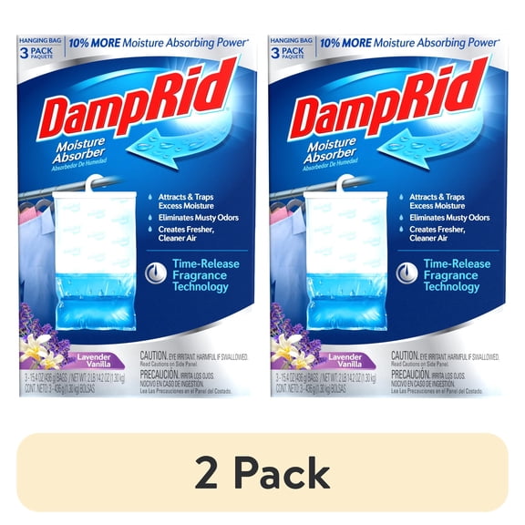 (2 pack) DampRid Hanging Moisture Absorbers, Lavender Vanilla, 3 Count