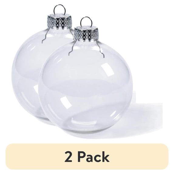 (2 pack) Darice Clear Glass Round Fillable Ornaments, 70 mm, 6 Pieces