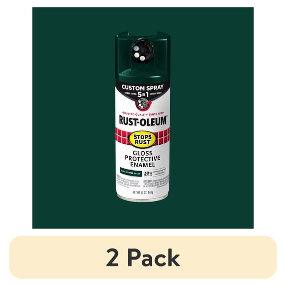 (2 pack) Rust-Oleum 376902 Stops Rust Custom Spray 5 in 1 Dark Hunter Green Gloss 12 oz Spray Paint, 1 Piece 1 Pack