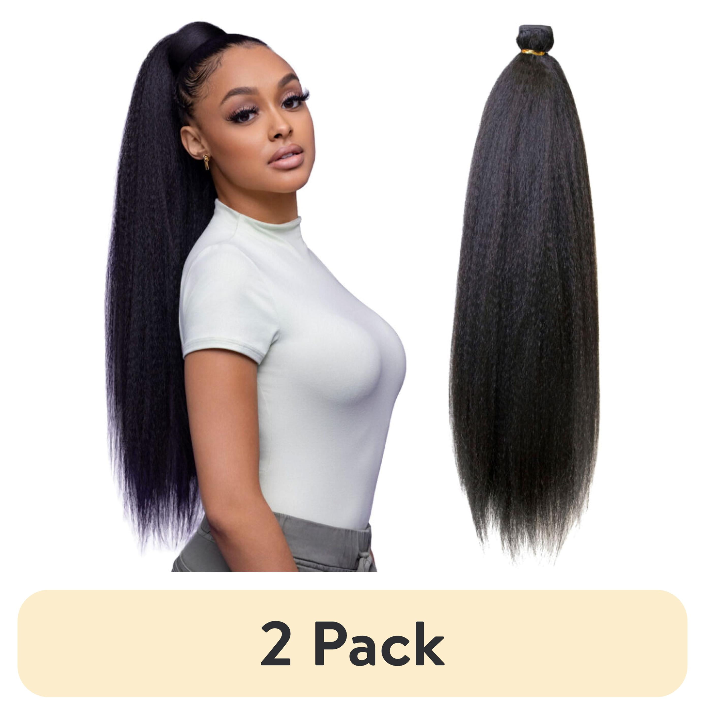 2 pack) Darling Kinky Straight Wrap Around Ponytail, 26 inch, #1B