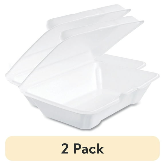 Dart Foam Hinged Lid Containers, 1-Compartment, 6.4 x 9.3 x 2.9, White, 100/Pack, 2 Packs/Carton