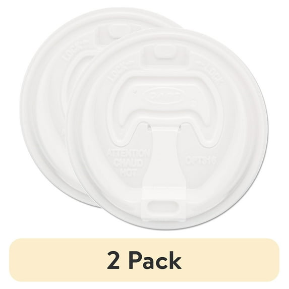 (2 pack) Dart Optima Reclosable Lid, Fits 12 oz to 24 oz Foam Cups, White, 100/Pack