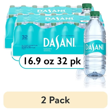 (2 pack) Dasani Purified Water Bottles, 16.9 fl oz, 32 Pack