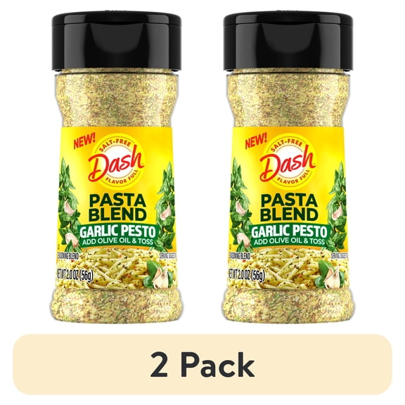 (2 pack) Dash Pasta Blend Garlic Pesto, Salt Free Seasoning Blend, 2.0 oz Bottle