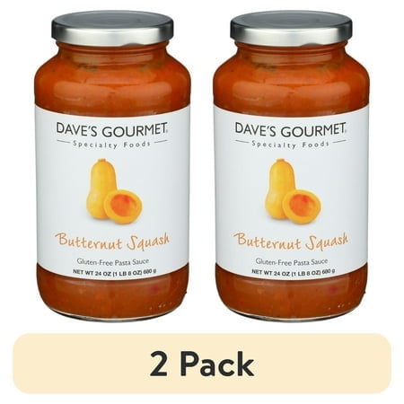 (2 pack) Dave’s Gourmet Butternut Squash Pasta Sauce, A Rich & Unique Twist for Spaghetti, Shelf-Stable, Gluten-Free, 24oz Jar