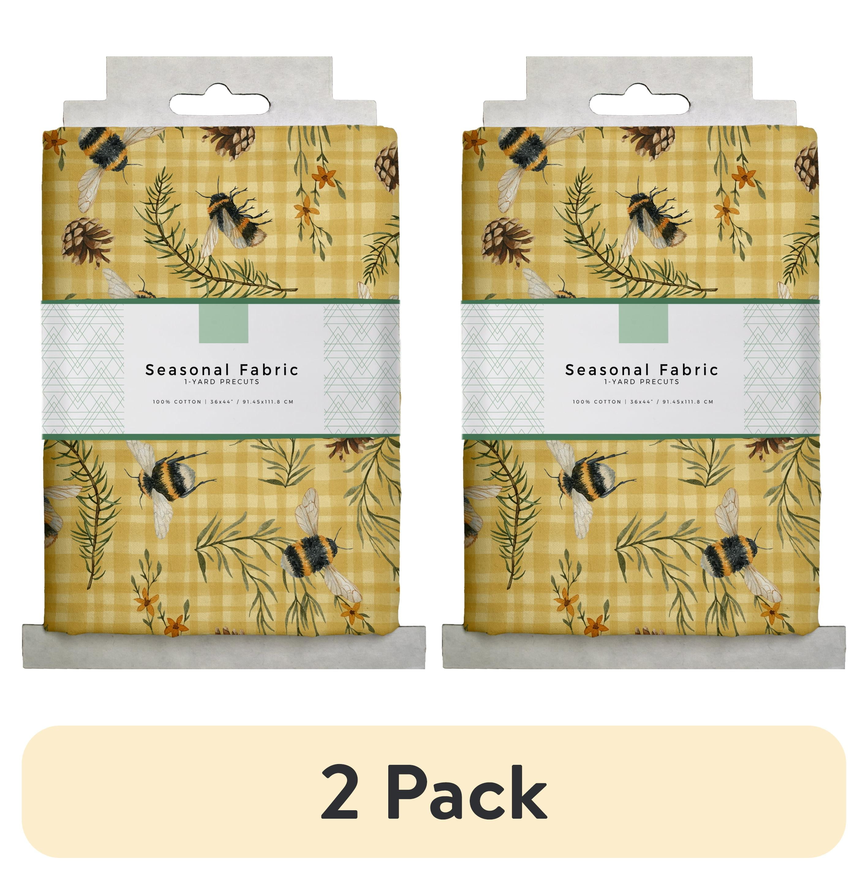 (2 pack) 1 Yard 100% Cotton Bee Story, Multi-color, 44" Wide for Quilting & Sewing by David Textiles