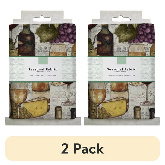 (2 pack) David Textiles 44" x 1 Yard Cotton Gotta Love Wine Precut Fabric, ulticolor