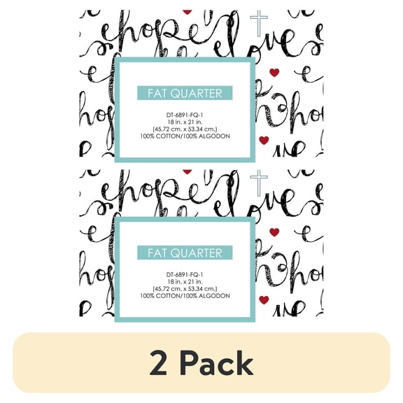 (2 pack) David Textiles 100% Cotton Religious Text, White, 18" x 21" for Quilting & Sewing, 1 Each
