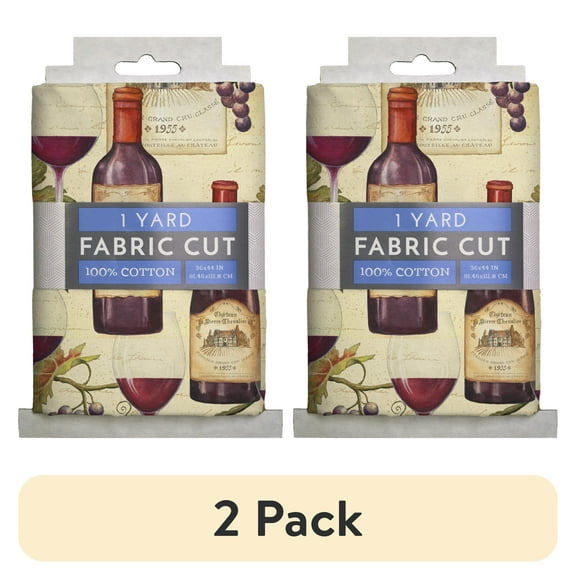 (2 pack) David Textiles 44" x 1 Yard Cotton Chateau Vin Rouge Precut Fabric, Multicolor
