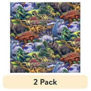 (2 pack) 1 Yard 100% Cotton Dinosaurs, Multi-color, 44" Wide for Quilting & Sewing by David Textiles