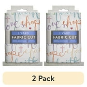 (2 pack) 1 Yard 100% Cotton Faith Hope Love, White, 44" Wide for Quilting & Sewing by David Textiles