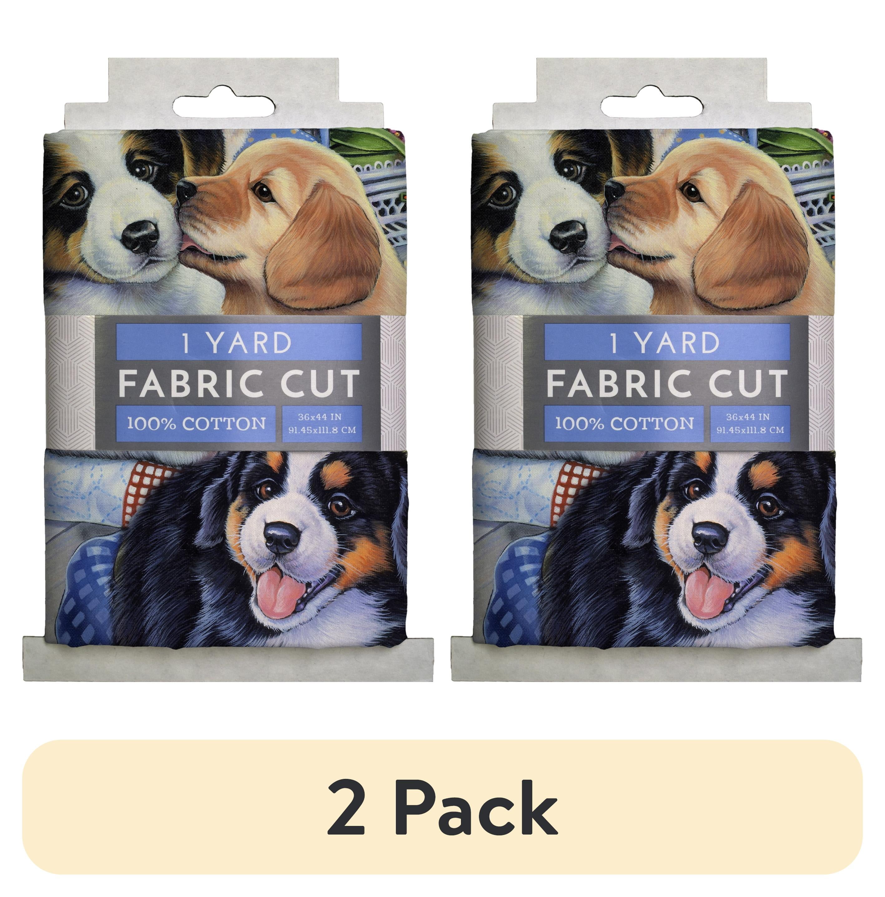 (2 pack) 1 Yard 100% Cotton Garden Puppies, Multi-color, 44" Wide for Quilting & Sewing by David Textiles