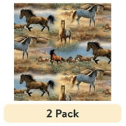 (2 pack) 1 Yard 100% Cotton Horses in the Prarie, Multi-color, 44" Wide for Quilting & Sewing by David Textiles