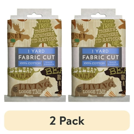 (2 pack) 1 Yard 100% Cotton Live Lodge Love, Multi-color, 44" Wide for Quilting & Sewing by David Textiles