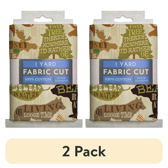 (2 pack) David Textiles 44" x 1 Yard Cotton Live Lodge Love Sewing & Craft Fabric Precut, Multicolor