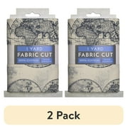 (2 pack) David Textiles 44" x 1 Yard Cotton Ocean Maps Precut Fabric, Cream|Blue