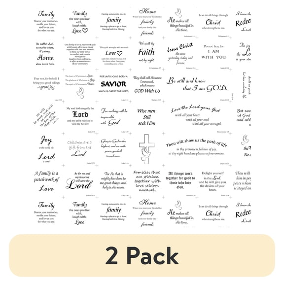 (2 pack) 1 Yard 100% Cotton Religious Text, White, 44" Wide for Quilting & Sewing by David Textiles