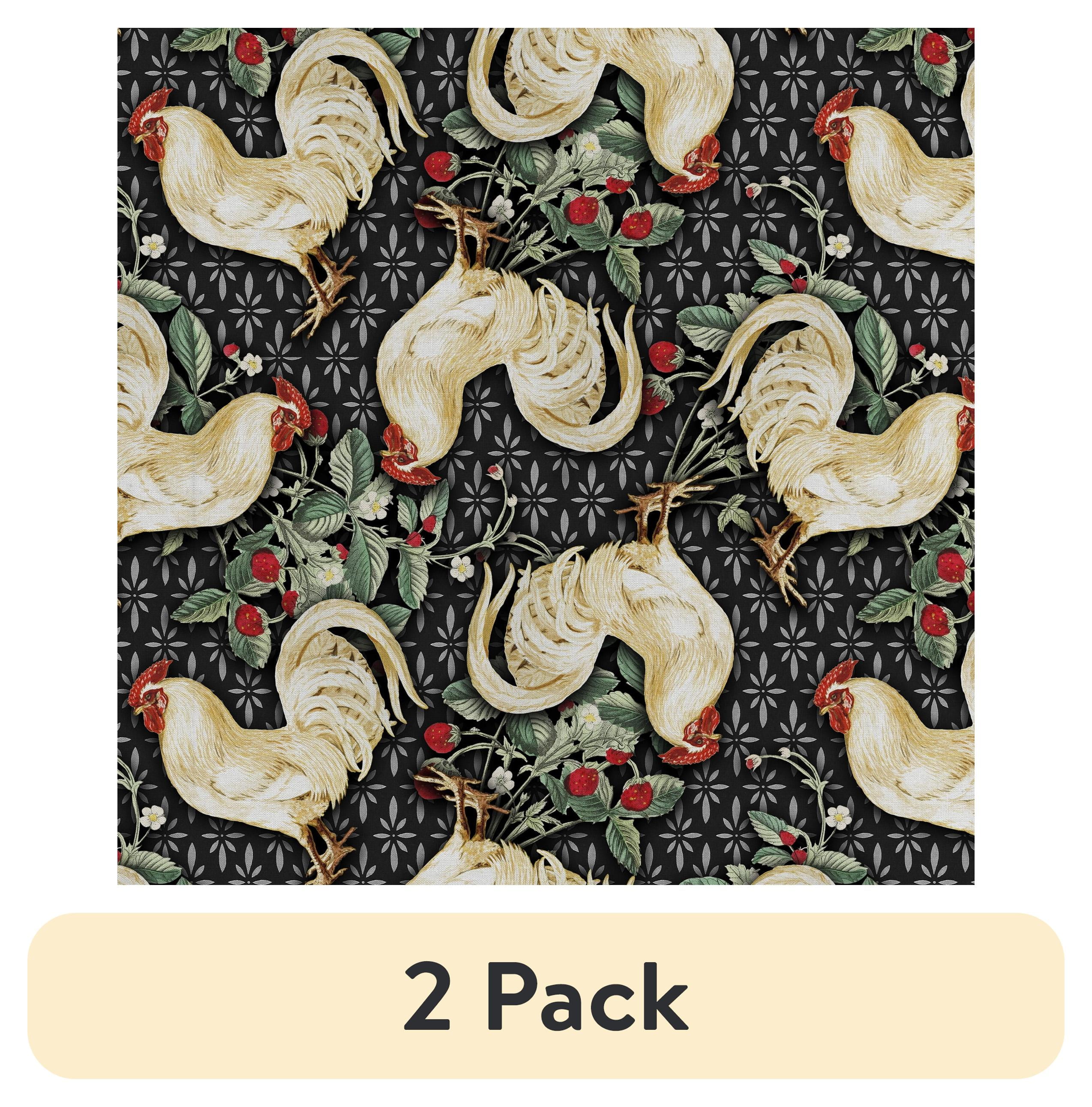 (2 pack) 1 Yard 100% Cotton Country Toss Chicken, Black, 44" Wide for Quilting & Sewing by David Textiles