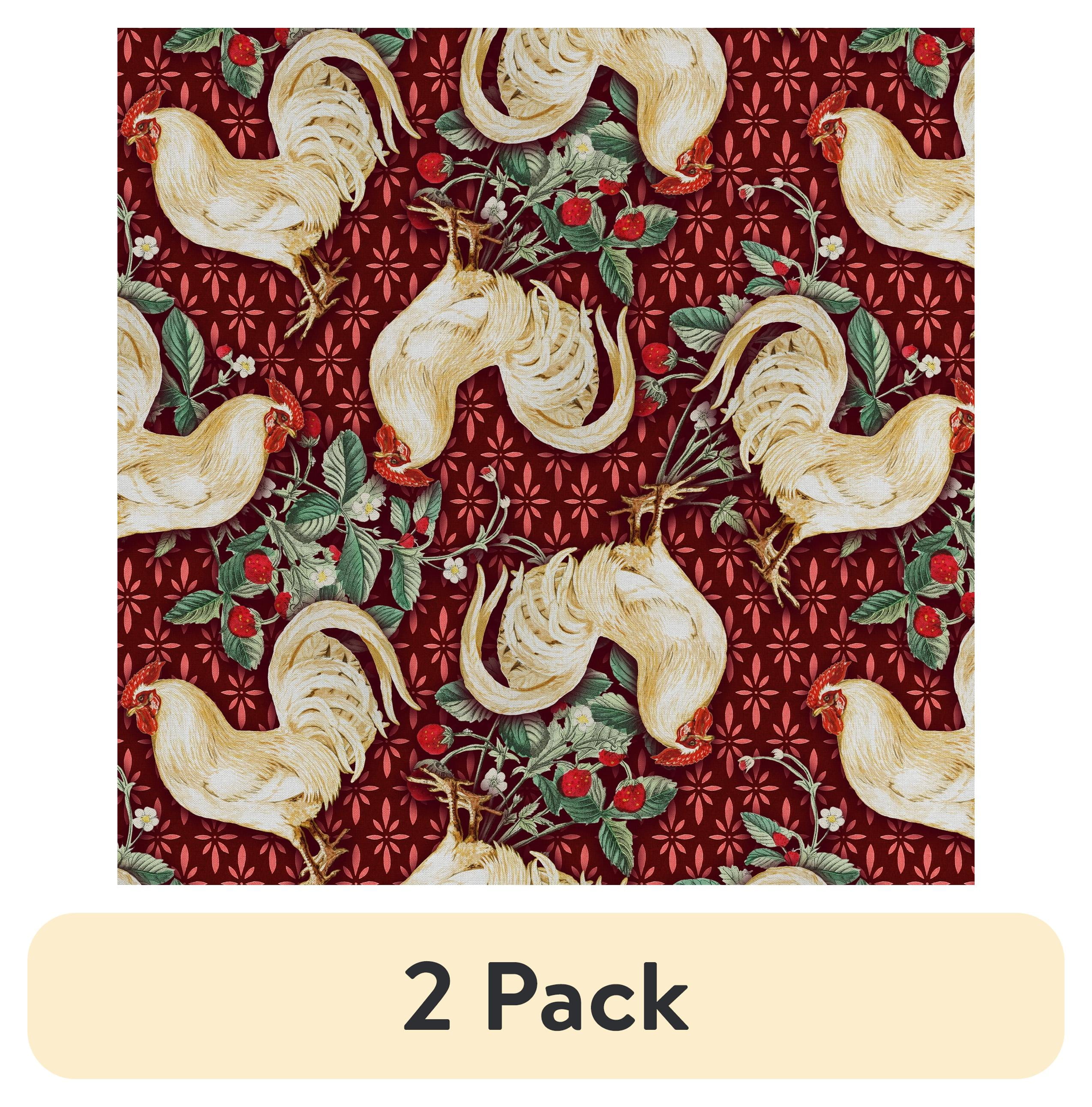 (2 pack) 1 Yard 100% Cotton Country Toss Chicken, Red, 44" Wide for Quilting & Sewing by David Textiles