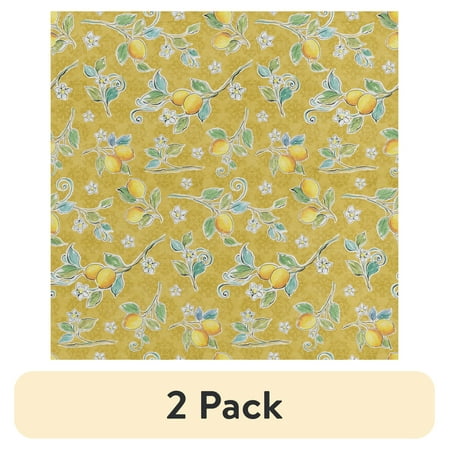 (2 pack) 1 Yard 100% Cotton Mediterranean Lemons, Yellow, 44" Wide for Quilting & Sewing by David Textiles